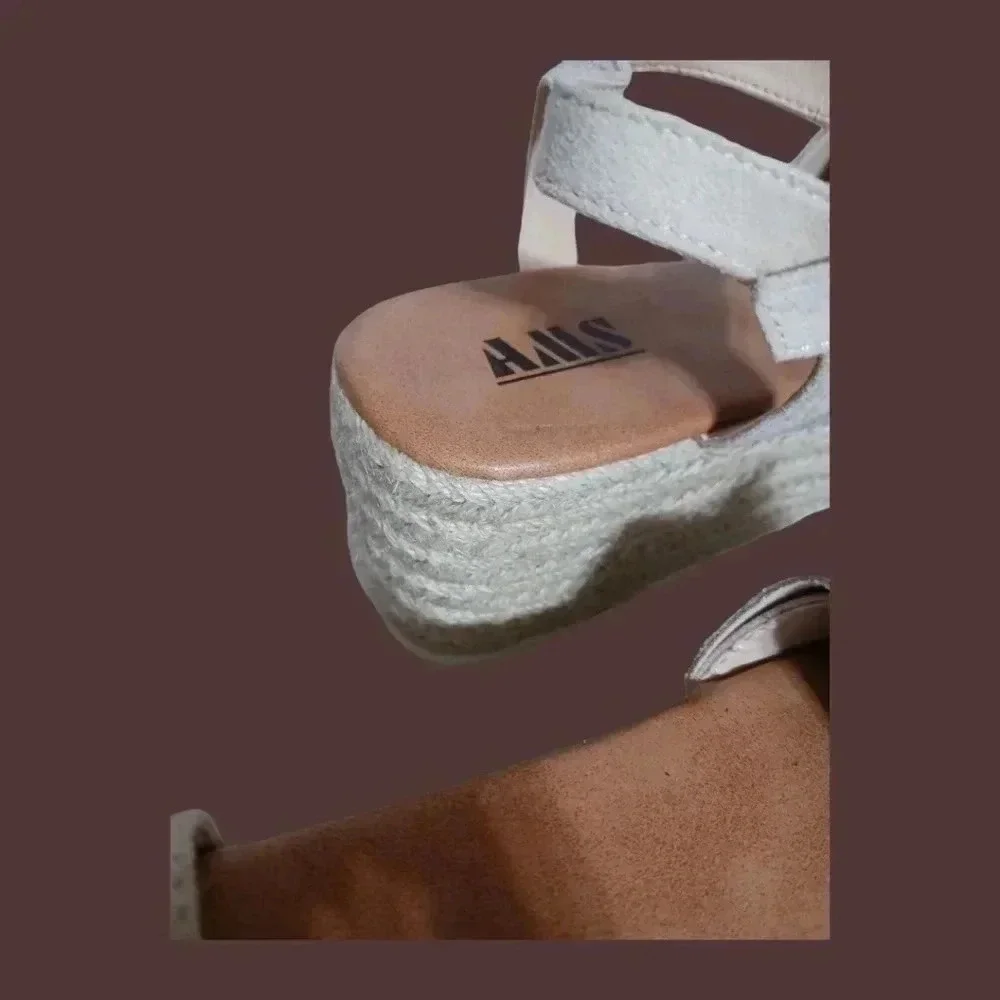 AMS Emma 22 espadrille platform casual sandal in color nude size 11